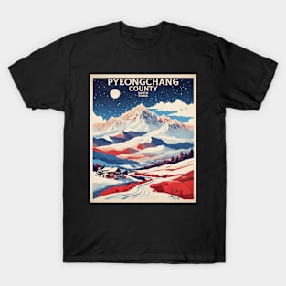 Pyeongchang County South Korea Starry Night Travel Tourism Retro Vintage T-Shirt